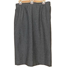 Vintage 1970s JG Hook A-Line Skirt Size 14 Gray Wool Blend Pockets Academia