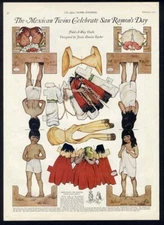 MEXICAN TWINS Paper Dolls 1922 Celebrate SAN RAMON'S Day JESSIE LOUISE TAYLOR