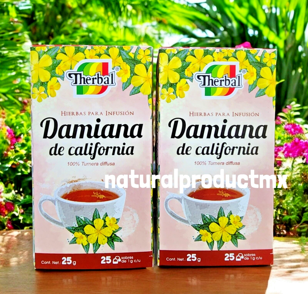 (2) Te Damiana de California Tea ✅ Infusion Herbs 50 bags 1 g. each By Therbal
