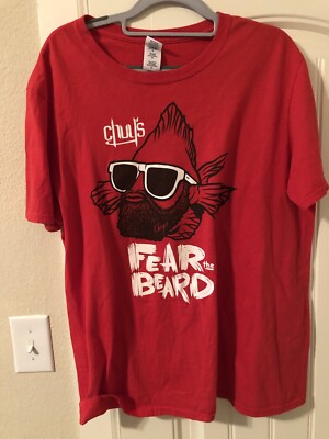 Chuy’s Tex-Mex Fear The Beard Houston Themed Red T-Shirt Size Large | eBay