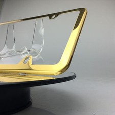 Soporte para marco de matrícula de acero inoxidable dorado con recubrimiento en polvo Audi Slim 4 orificios