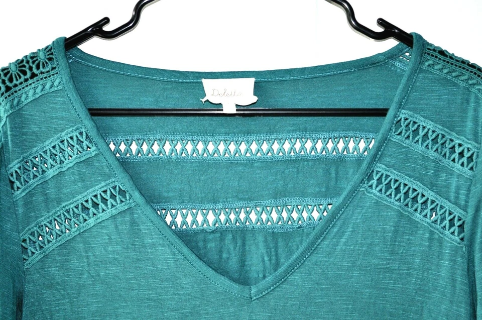 Anthropologie Deletta Size S Green Long Sleeve Open Weave Top - Image 2 of 4