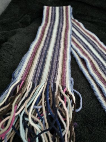 French Connection Scarf 100% Wool Made in UK Striped Warm Multi Colors - Afbeelding 1 van 6
