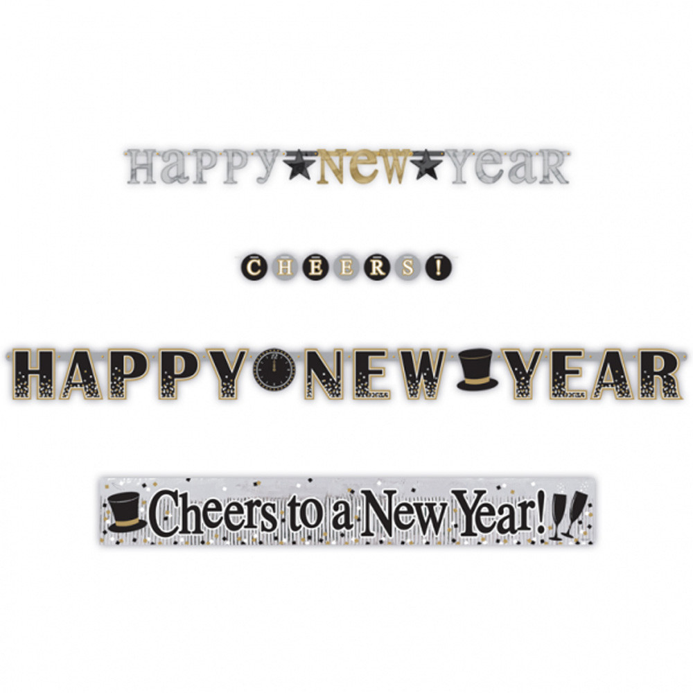 4 X New Year Banners Garlands Party Decorations Bumper Pack