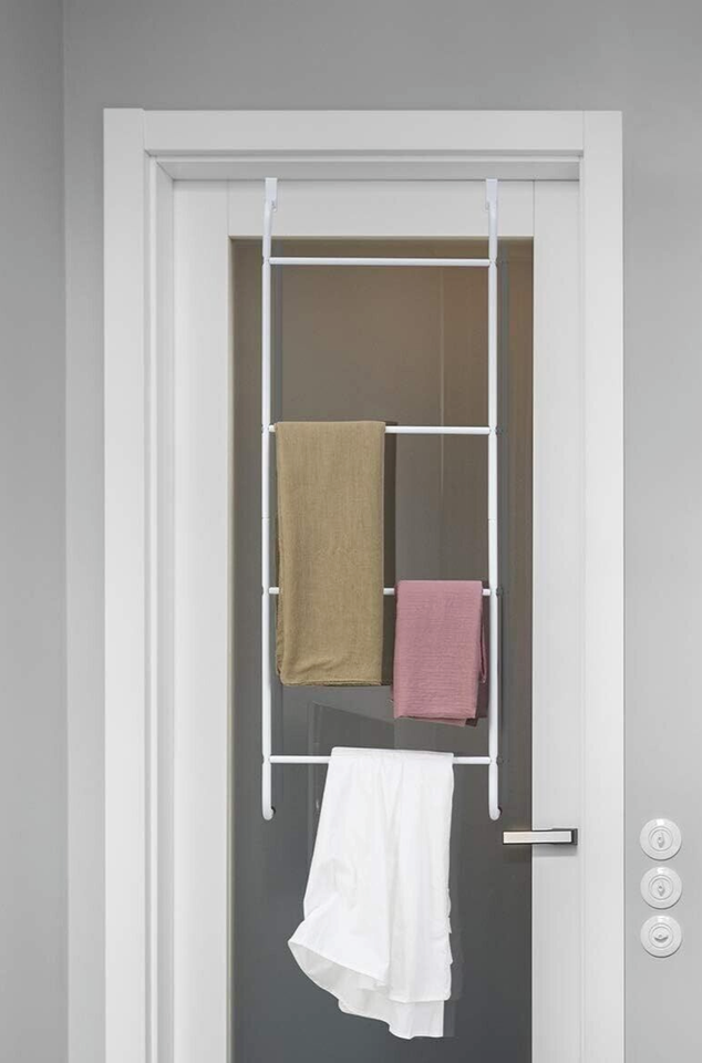 4 Tier Over Door Hanging Towel Rail Bathroom Holder White Rack UK | eBay