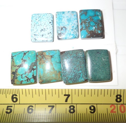 Turquoise Stone Rectangular 18x13 mm Flat Cabochon 73 Carat 7 Pieces 14.6 gram