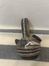 Tonala Vintage Double Spout Water Jug, Handcrafted, Burnished Clay 4”