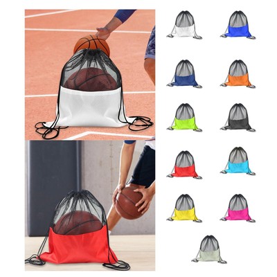 Basketball Mesh Bag Mesh Fabric Drawstring Bag for Soccer Volleyball Travel
