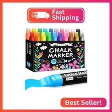 Window Chalk Markers for Glass Washable, 20 Colors Jumbo Liquid Chalk Marker wit