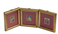Trittico Miniature Quadretti Vintage Cornice Oro - Monna Lisa Raffaello Hayez