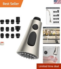 Upgrade Your Kitchen with a 3-Function Brushed Nickel Faucet Head - Easy Install