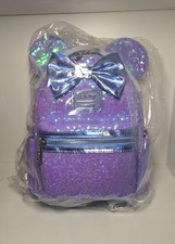 Loungefly Disney Minnie Mouse Purple Sequin Celebration Mini Backpack