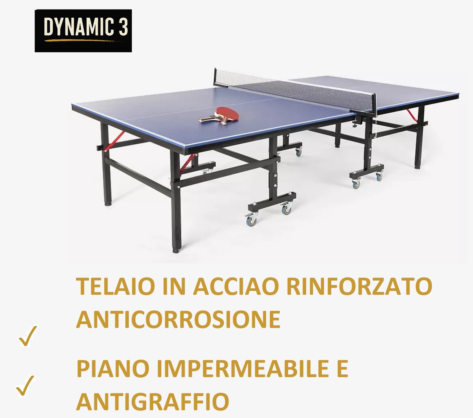 GORICA Tavolo Ping Pong Pieghevole Racchette Palline Rete Incluse Interno Indoor