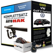 Für VW Golf V Variant Typ 1K5 Anhängerkupplung abnehmbar +eSatz 7pol uni 07- Set