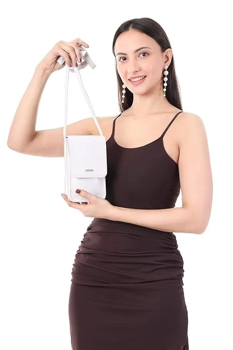 Bolso Bandolera Blanco Cartera Para Niñas y Mujeres Cuero Puro Cartera Doble Plegable para Regalos Foto 3 de 4