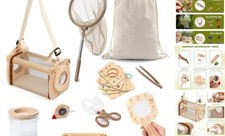 Wooden Bug Catcher for Kids, Outdoor Explorer Bug Catching Kit with Butterfly