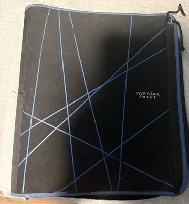 Mead Five Star Black 3 Ring Trapper Keeper Zipper School Binder-Blue and Black
