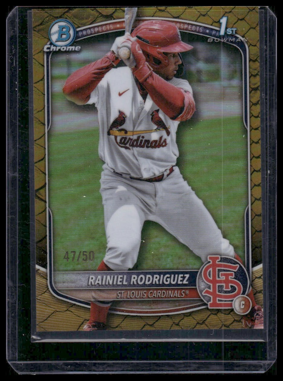 2025 Bowman Chrome #BCP-200 Rainiel Rodriguez Prospects Reptilian Gold #/50