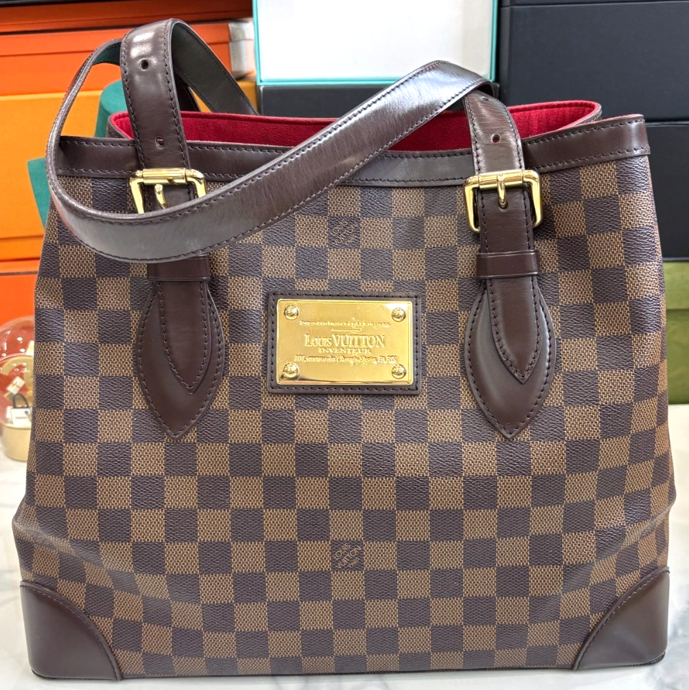 Louis Vuitton Damier Ebene Brown Shoulder Tote Bag for Women