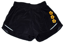 Rare Lululemon Hottie Hot HR Short 4" Lined - Hawaii Hibiscus Decal - Blk - Sz 8