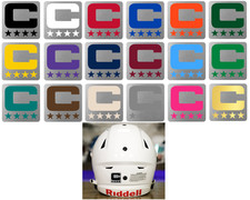 METALLIC SILVER Dual Color Captain C Football Helmet Decal Jersey Patch Style
