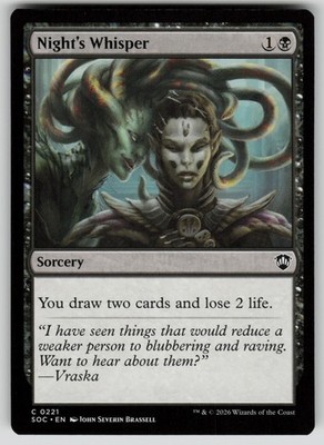 Night's Whisper Common Commander: Secrets of Strixhaven 221 MTG Near Mint 2026