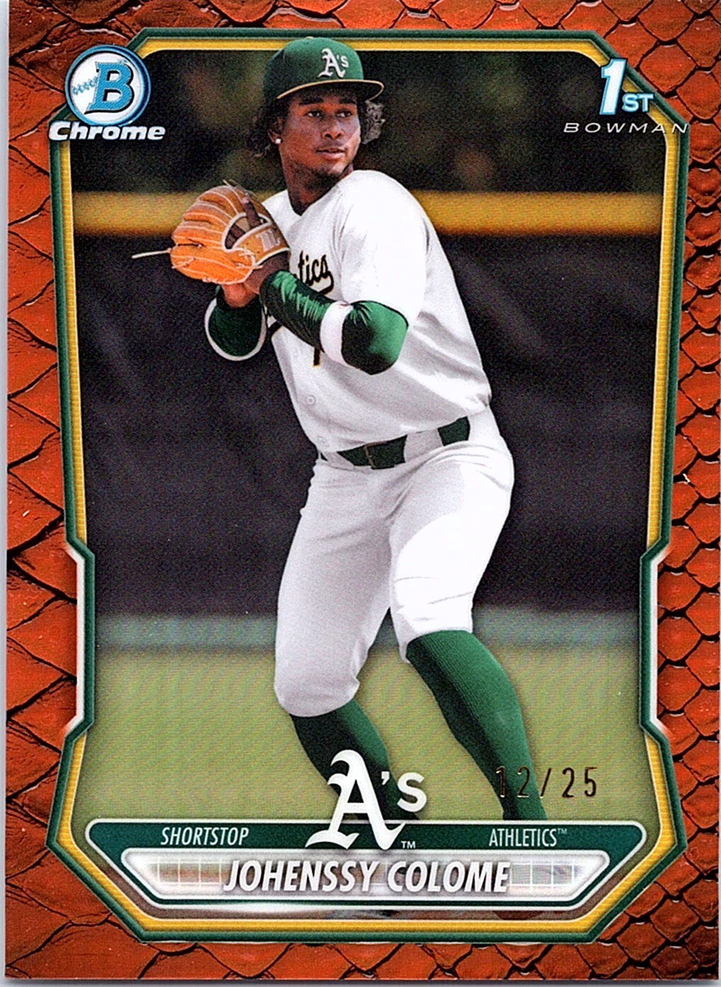 2026 Bowman Chrome #BCP-160 Johennsy Colome Orange Reptilian Refractor /25