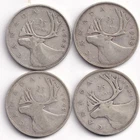 Canada King George VI Quarter lot, 1941,42,43,44, Circulated