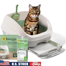 Breeze Cat Litter Box System Odor Control Disposable Pads Dust Free Pellets New