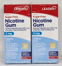 LEADER NICOTINE SUGAR FREE GUM Original Flavor 100 Pieces 2 mg New Exp. 03/2028