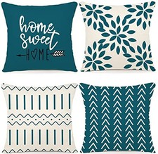 Pillow Covers 18x18 Set of 4, Modern Sofa Throw 18" x 18" Pack of 4 Teal