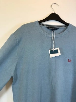 Crew Clothing Company Herren Hellblau Crew Strickpullover Größe M