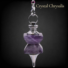 Silver Large Natural Deep Amethyst Crystal Dowsing Divination Pendulum