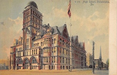 Postcard PA: High School, Philadelphia, Pennsylvania UDB 1900's, Glitter