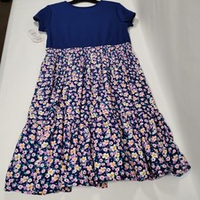 Wonder Nation Girls Casual Dress Blue Flower Mixed Media XL Size NEW