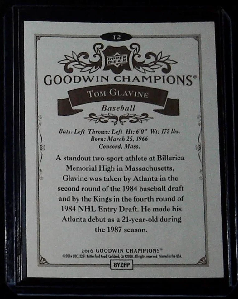 2016 Upper Deck Goodwin Champions #12 Tom Glavine - Image 2 of 2
