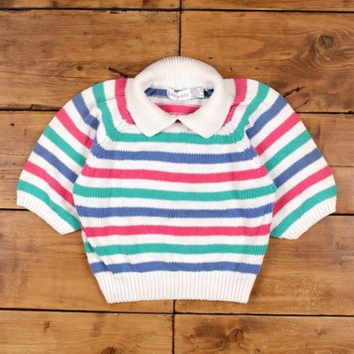 Vintage Robert Scott Ltd Pullover Pulli M Damen 90er Baumwolle Ramie weiß Strick