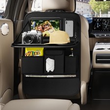 Back Seat Car Organizer Backseat Organizer with Foldable Tablet Black