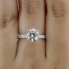 1.43 CT F/VS2-SI1 Jewelry Round Cut Diamond Engagement Ring 18K White Gold