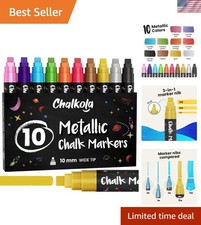 Creative Metallic Chalk Marker Set - 10 Washable Pens for Blackboard and Windows