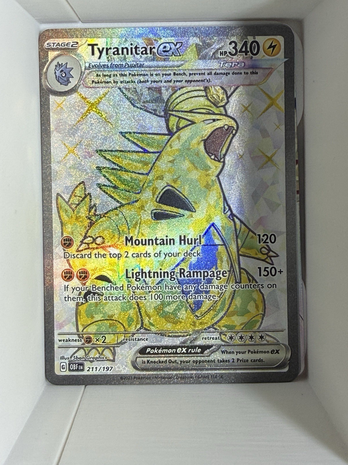 Tyranitar ex 211/197 Holo Pokemon Shiny TCG Card Obsidian Flames Near Mint #212