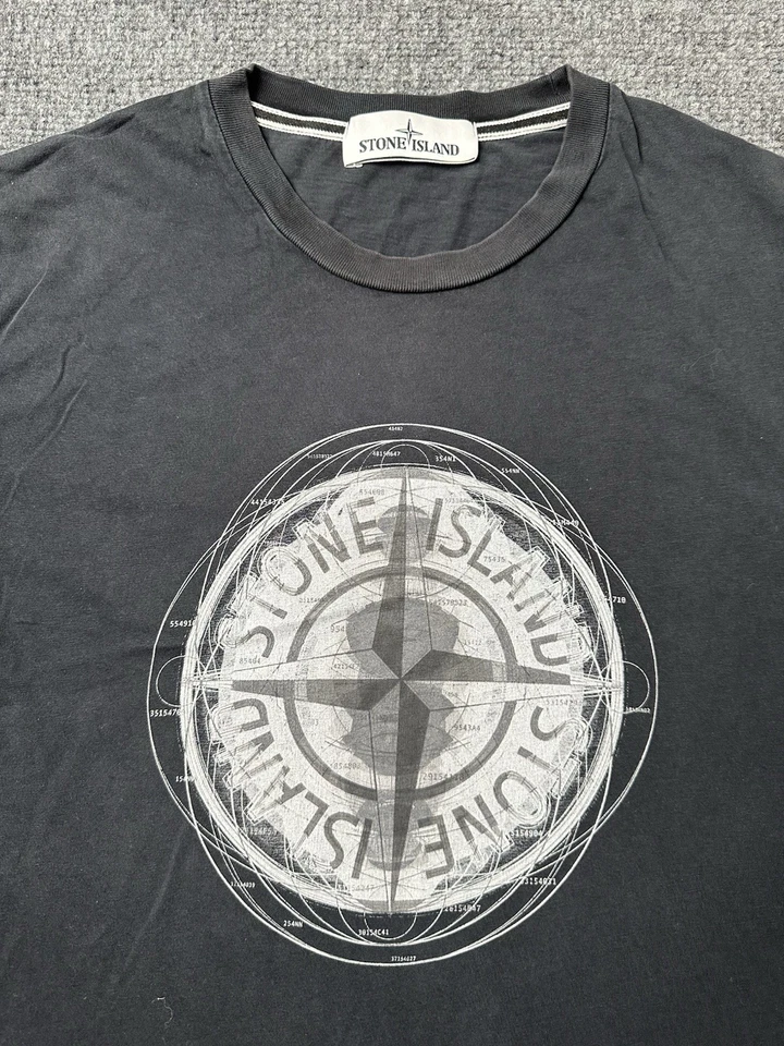 Camiseta Para Hombre Stone Island Brújula Negra Gráfica Algodón Camiseta, Talla L Foto 2 de 4