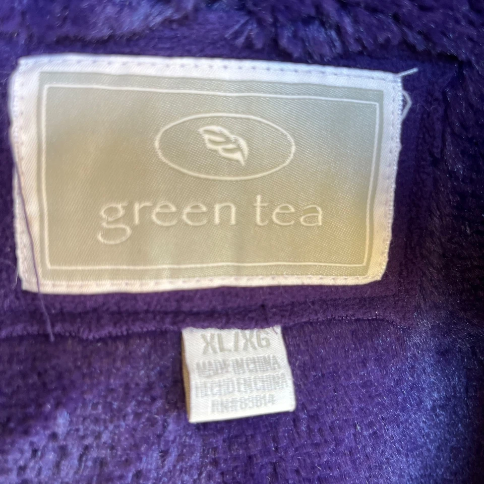 Green Tea Jacket Womens XL Royal Purple Sherpa Lined Fleece Faux Fur Zip Coat - Image 4 of 4