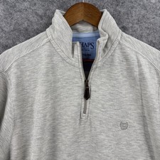 Chaps Sweater Mens XL Gray Quarter Zip Mock Neck Cotton Blend Knit Pullover