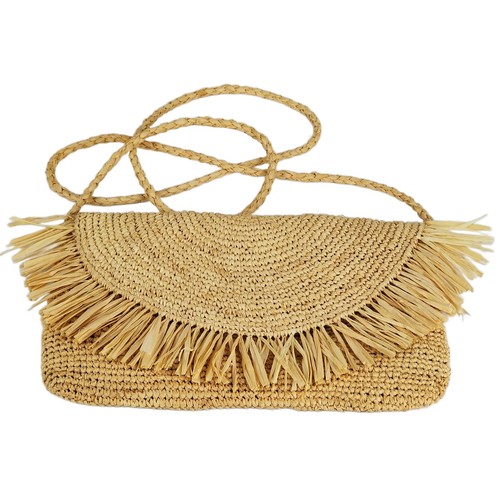 Mar Y Sol Raffia Straw Crescent Shaped Crossbody Bag Clutch Purse Beach Sea - Picture 2 of 7
