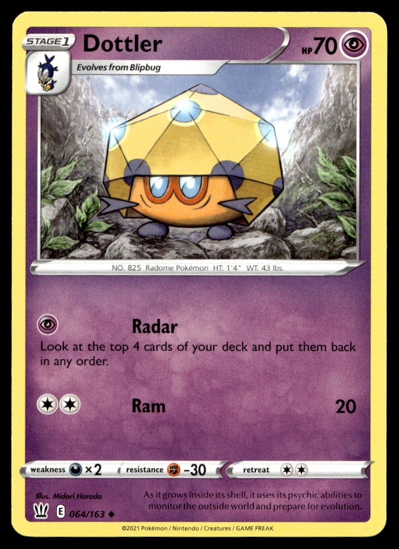 Dottler 64/163 Pokemon Card Battle Styles Uncommon 70 HP Near Mint JH