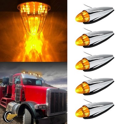 5x Teardrop Semi 17 LED Truck Cab Marker Lights Clearance For Peterbilt Kenworth