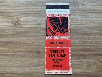 Matchbook Cover - O Grady s Cafe & Bar - Riverton Wyoming orange