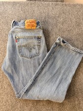 Levi's 501 Vintage Mens Jeans 36x30 Button Fly Red Tab Distressed Straight Leg