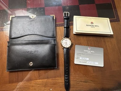Raymond Weil Geneve 9823 Quartz Men's Dress Watch With Papers, Case, 18K Gold